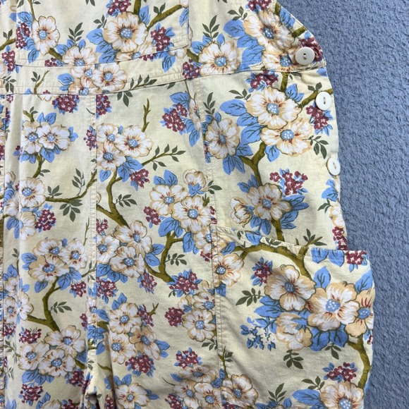 Vintage April Cornell Floral Overalls Yellow Wide Leg Jumpsuit Womens Large L - Picture 3 of 10